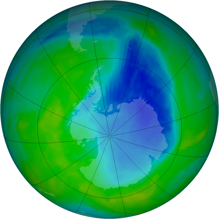 Antarctic ozone map for 10 December 1998